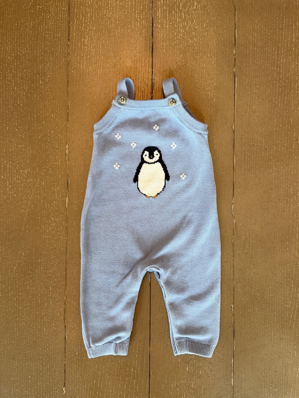 Janie and Jack Newborn Unisex Keepsake Knit-Penguin Sweater Overalls • Size 3-6M